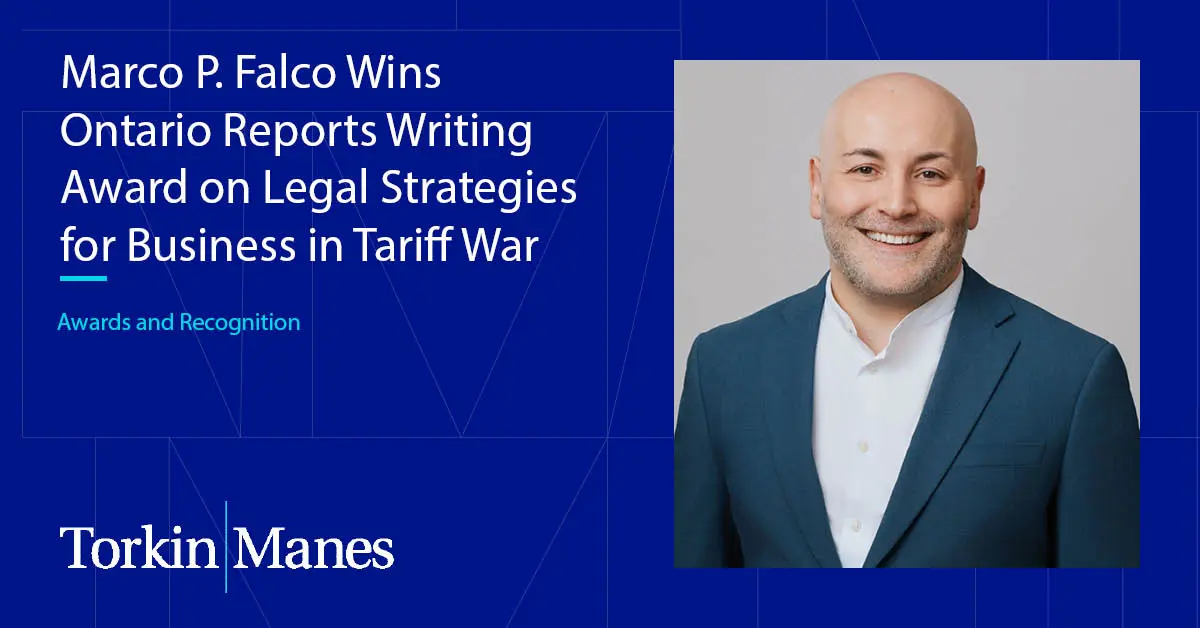 Marco P. Falco Wins Ontario Reports Writing Award on Legal Strategies ...